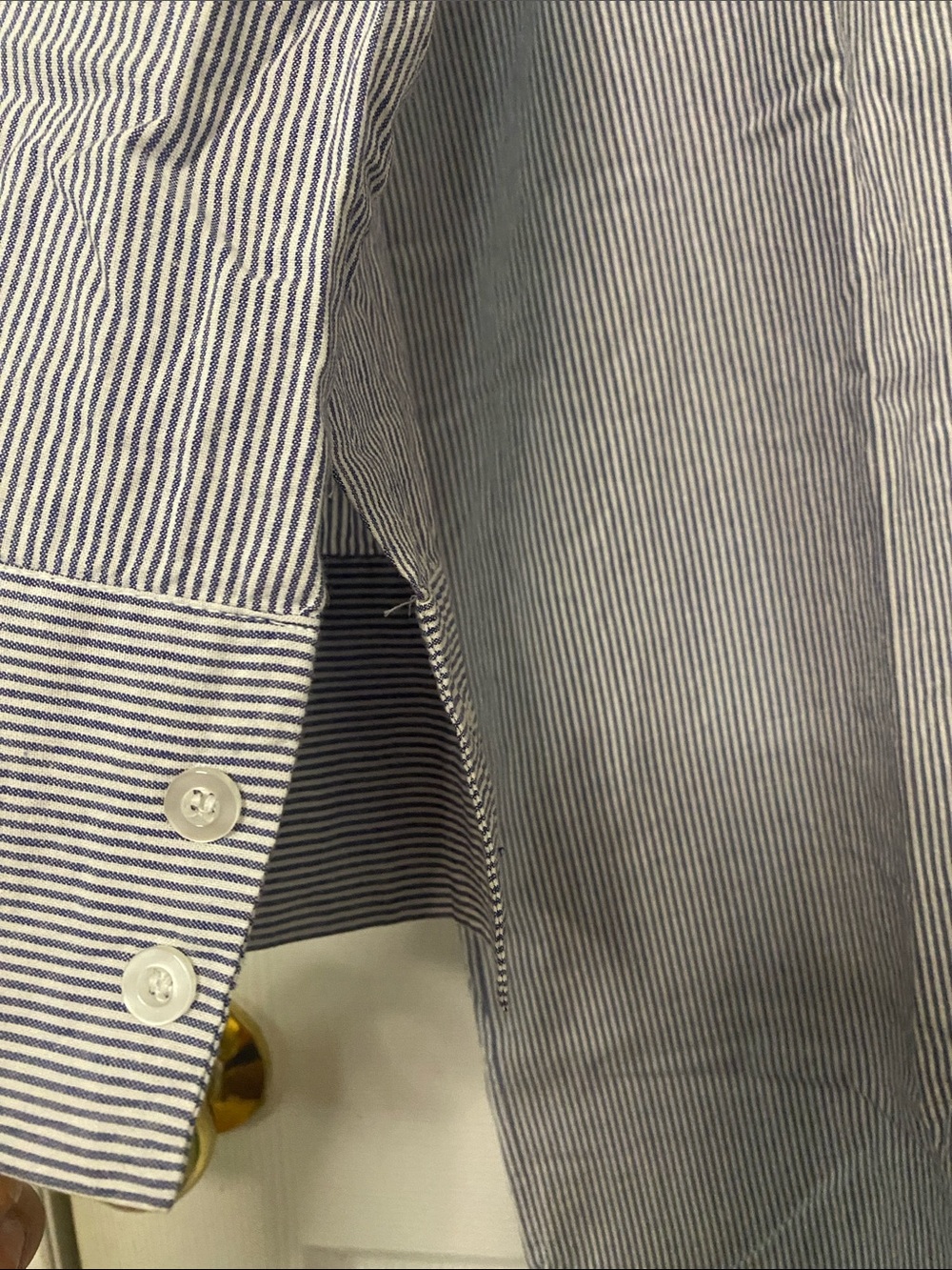 OAK + FORT Light Blue Striped Long Button-Down Shirt #13 - Picture 5 of 6